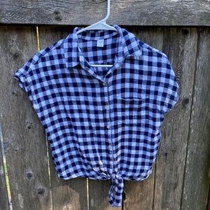 Old Navy Blue Checkered Blouse